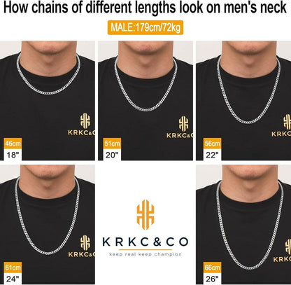 Herren Edelstahl Cuban Link Chain Panzerkette 6mm Diamantschliff 61cm Gold