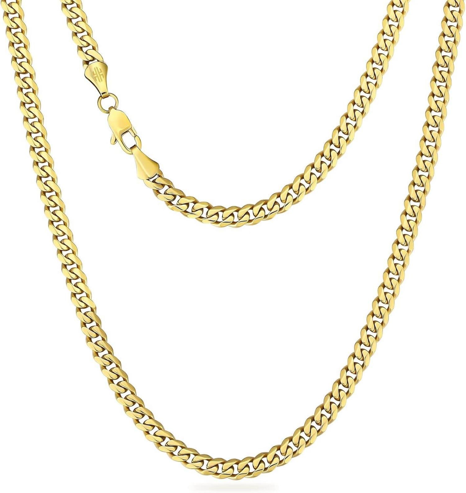 Edelstahl Panzerkette mit Diamantschliff 14K Gold Vergoldet