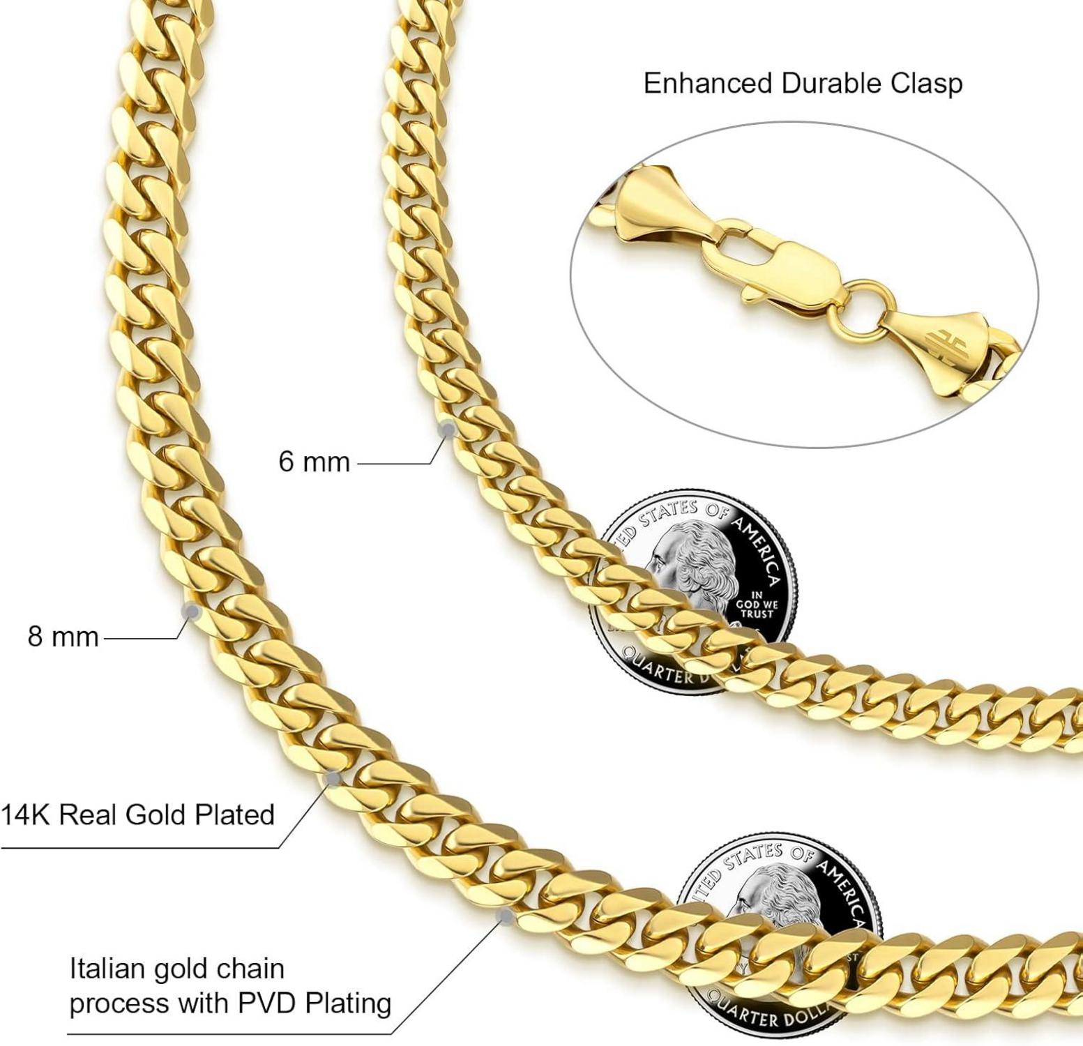 Herren 6mm Gold Cuban Link Chain Panzerkette 61cm Silver