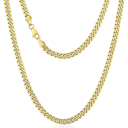 Edelstahl Panzerkette mit Diamantschliff 14K Gold Cuban Link