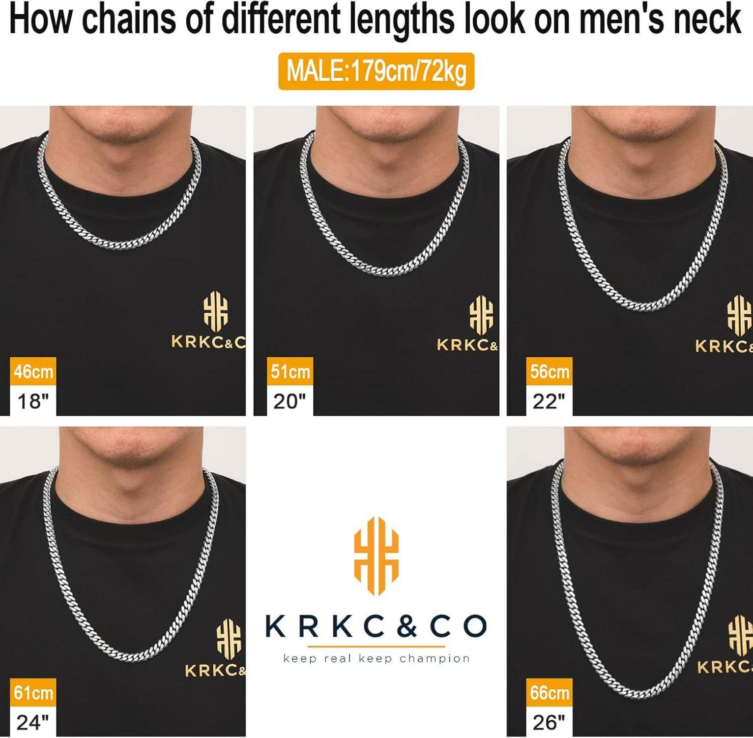 KRKC&CO Herren Panzerkette 8mm Diamantschliff 14K Vergoldet Silber Gold