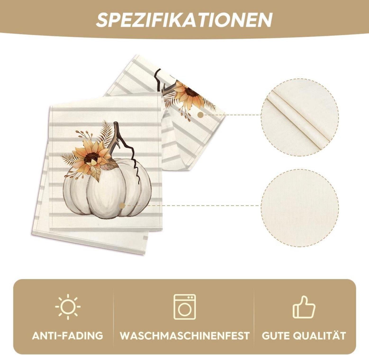 Herbst Tischläufer Streifen Sonnenblumen Blätter 40x140cm