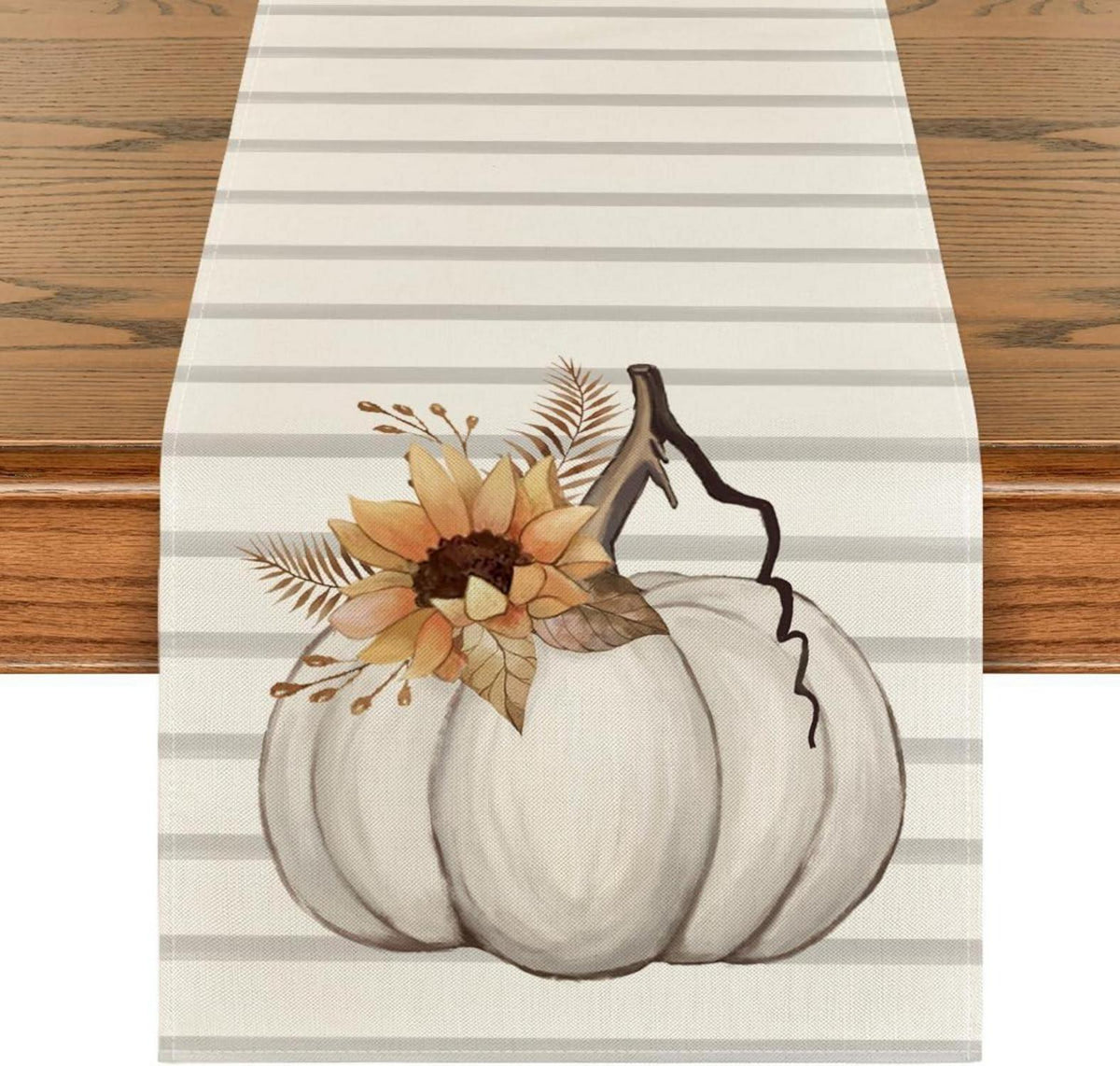 Herbst Tischläufer Streifen Kürbisse Sonnenblumen Blätter 40x240 cm