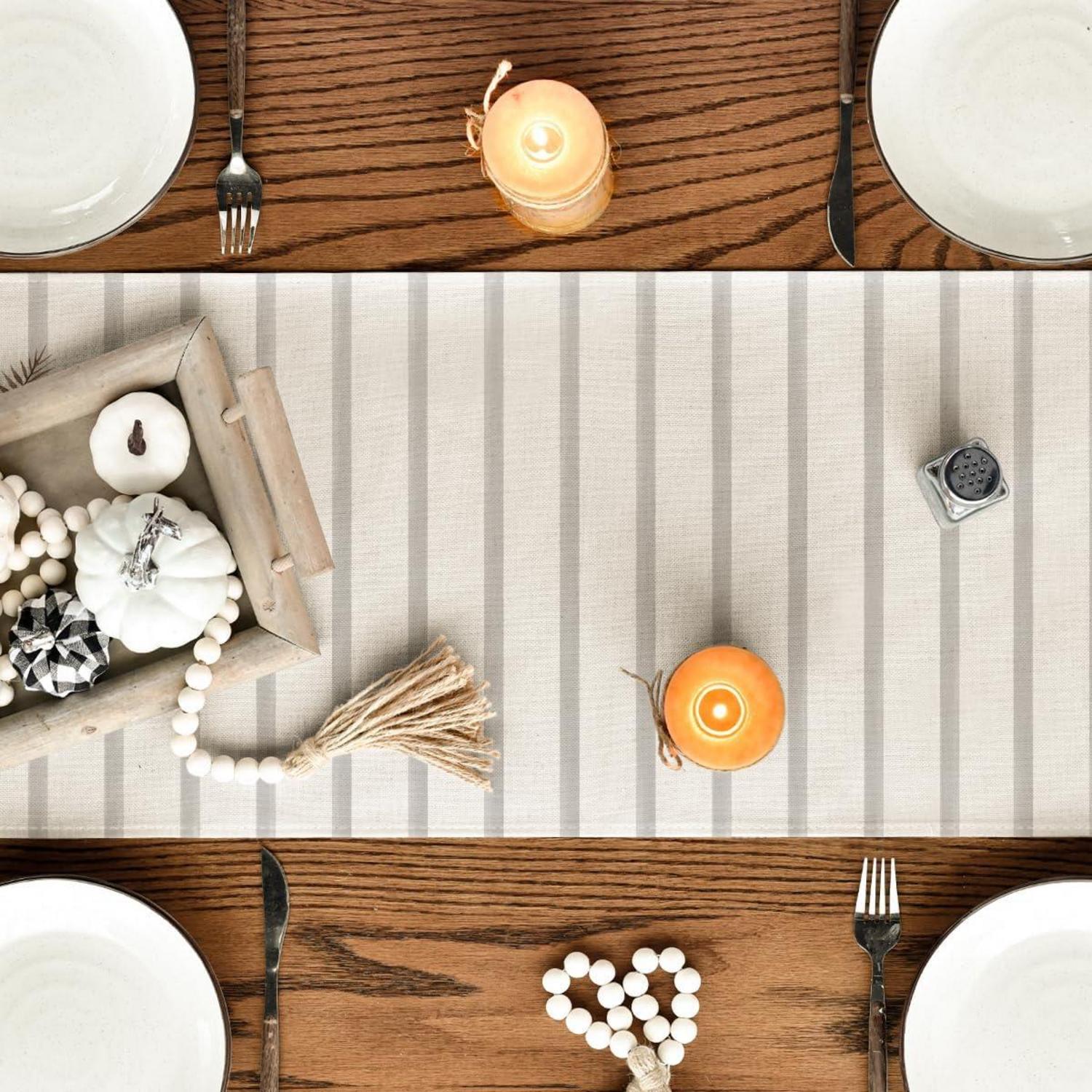 Artoid Mode Herbst Tischläufer 40x140 cm Orange Streifen Kürbisse Sonnenblumen Blätter