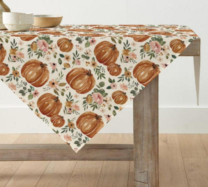 Artoid Herbst Tischdecke Blumen Blätter Kürbisse 85x85 cm