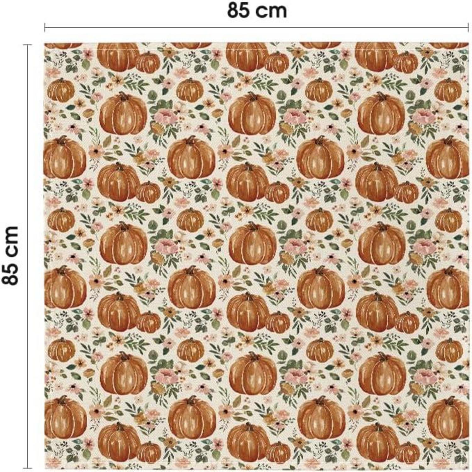 Herbst Tischdecke Blumen Kürbisse, 85x85 cm, Polyester, Urlaub Party