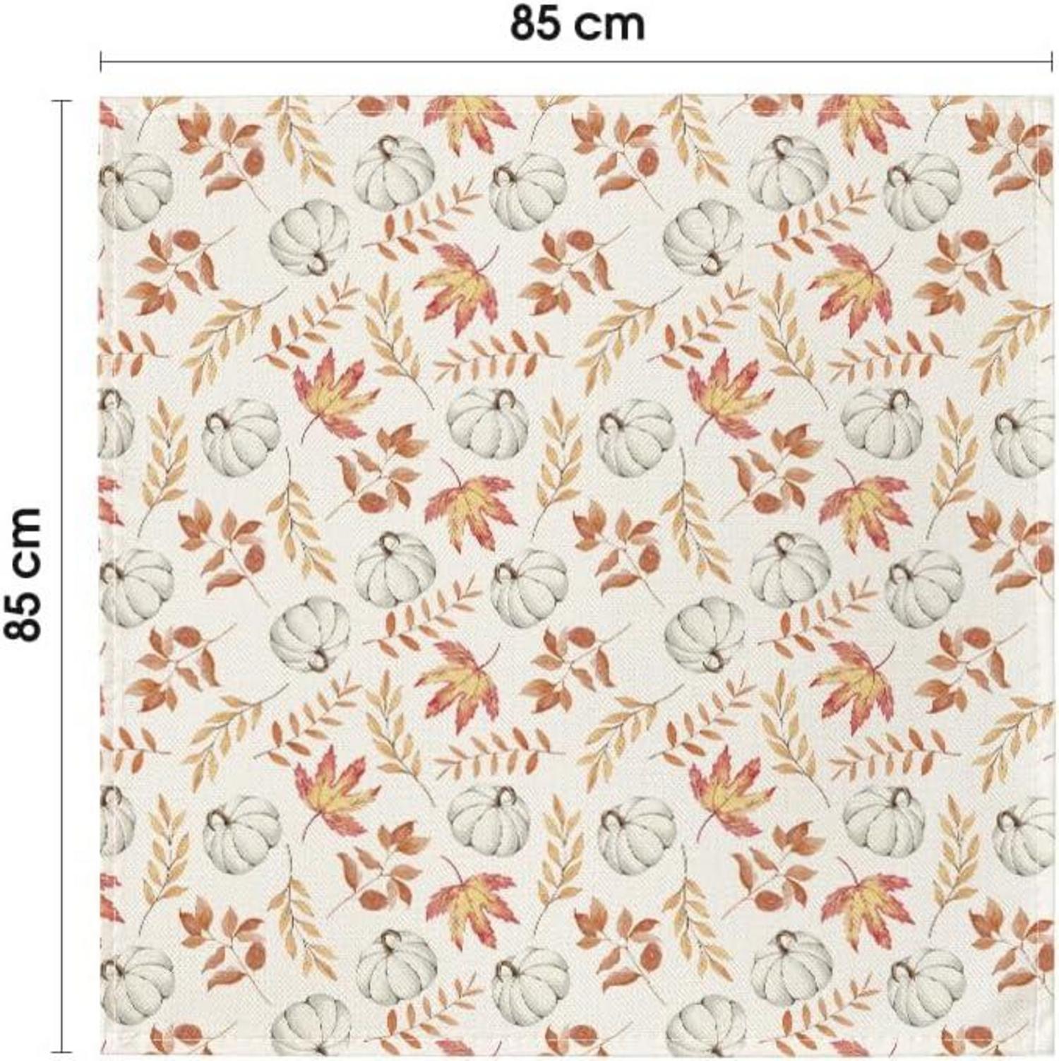 Herbst Tischdecke Orange Kürbisse Blätter 85x85 cm, Party Dekor