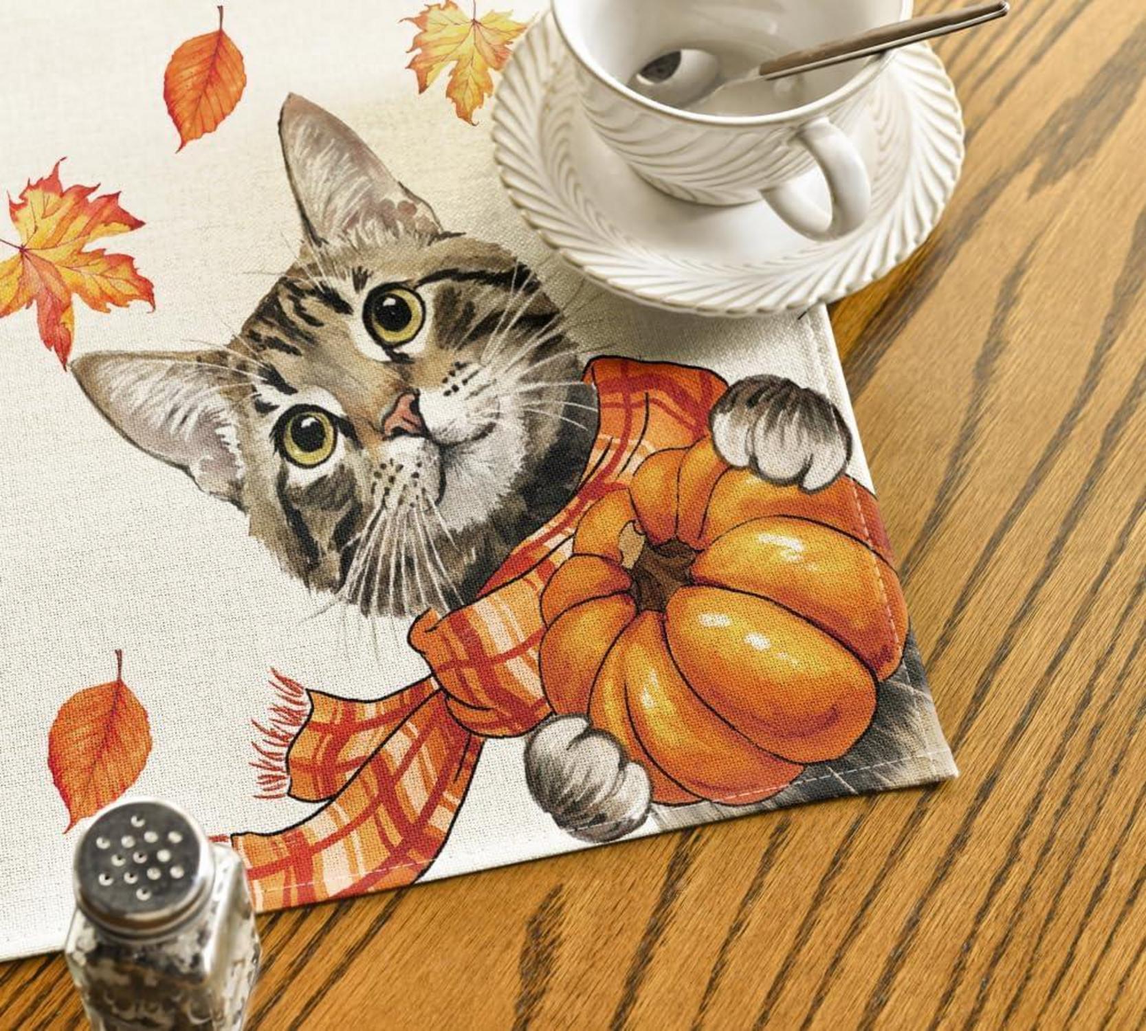 Artoid Herbst Katze Ahornblätter Tischdecke 85x85 cm