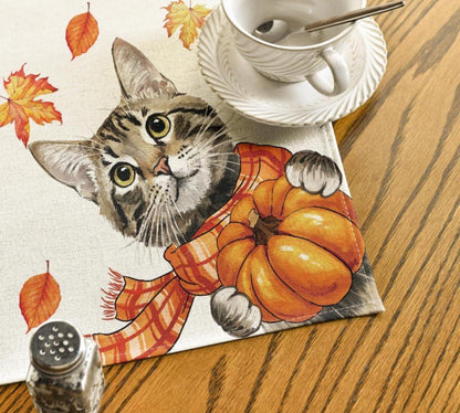 Artoid Herbst Katze Ahornblätter Tischdecke 85x85 cm