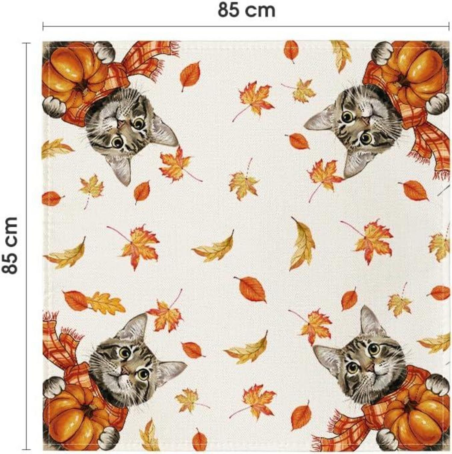 Katze Ahornblätter Herbst Tischdecke Dekoration 85x85 cm