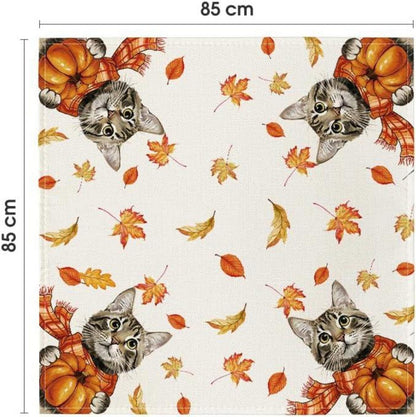 Katze Ahornblätter Herbst Tischdecke Dekoration 85x85 cm