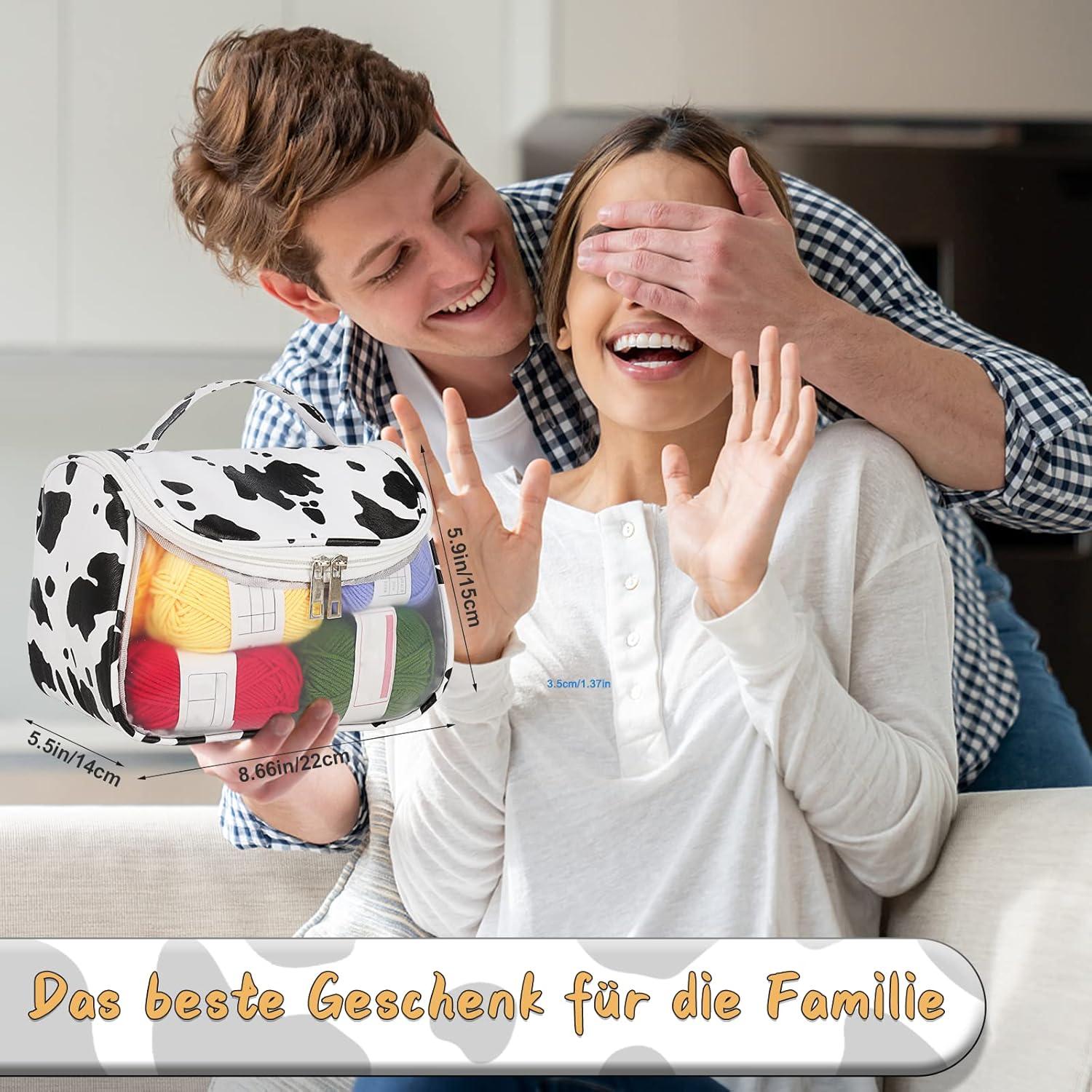 Häkelset mit Tasche und Zubehör, 34 Stücke Häkelnadeln, 12 PCS Wolle
