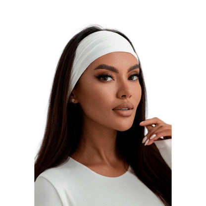 Damen Stirnband Elastisch Weiß Haarband Breit Lycra