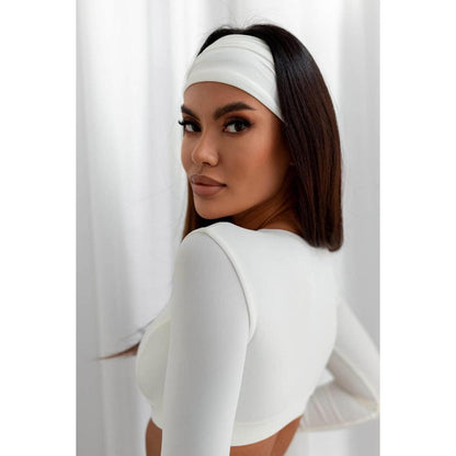 Damen Stirnband Elastisch Weiß Haarband Breit Lycra