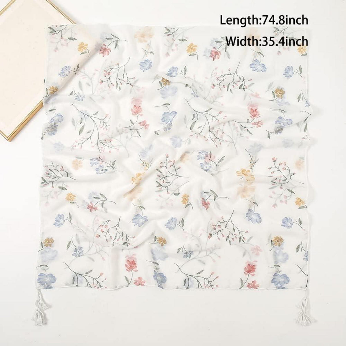Boho Schal Damen mit Blumenprint und Fransen