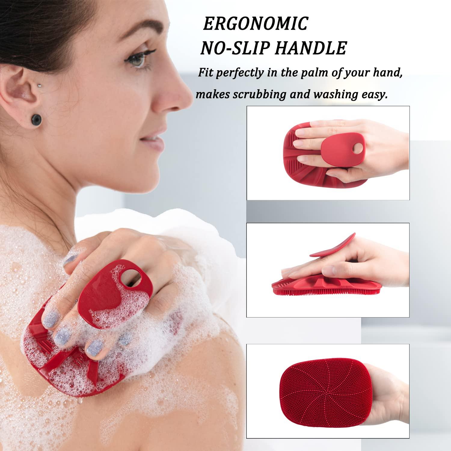 Silikon Körperbürste für Tiefenreinigung und Peeling, Rot