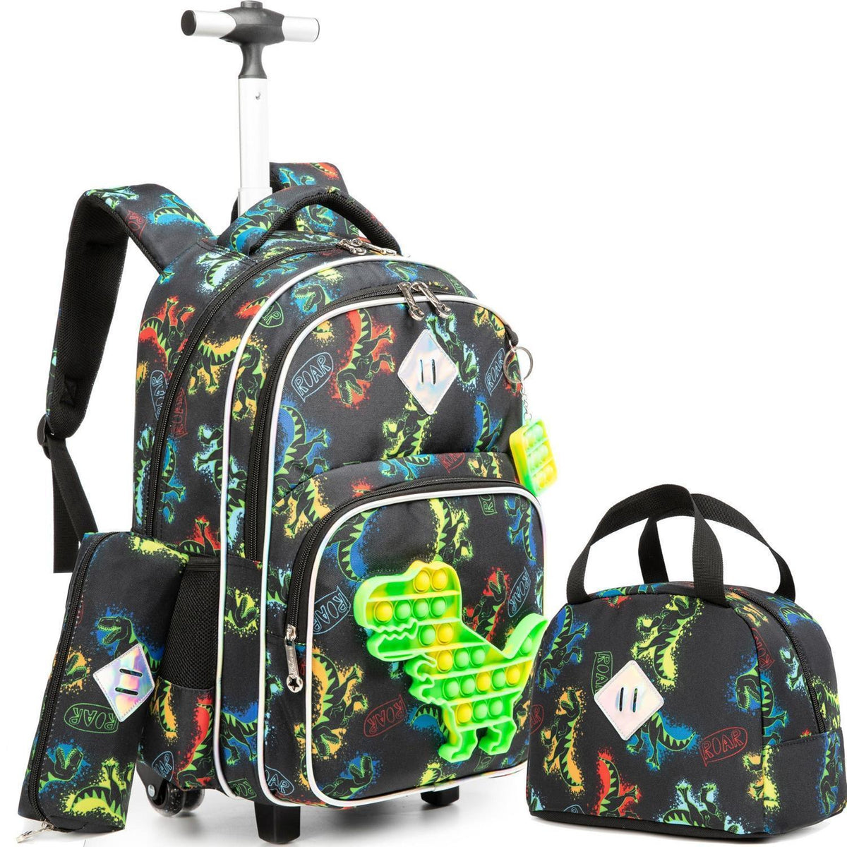 Rollender Rucksack für Mädchen 6-8 Jahre – Koffer-Set mit Lunchbox