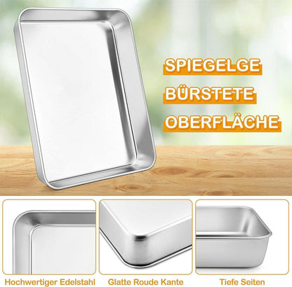 Homikit Edelstahl Backblech Set 26,5*20,5*4,7cm 2er Pack