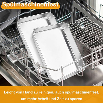 Homikit Edelstahl Backblech Set, 2 Stück Rechteckig 26,5*20,5 cm - Spülmaschinenfest