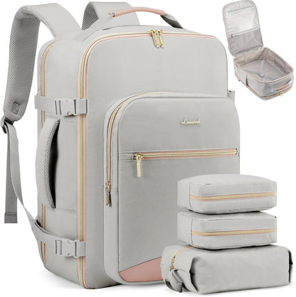 Handgepäck Rucksack für Reisen und Geschäftsreisen 40L Grau Rosa