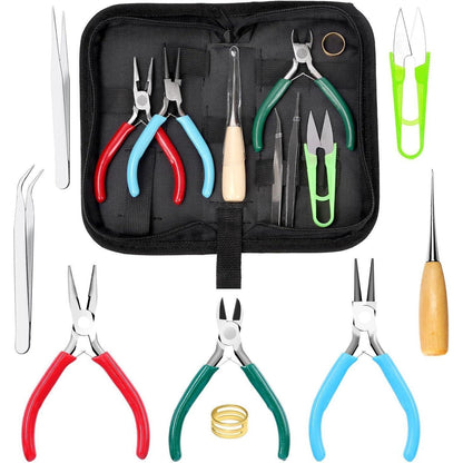 Schmuckherstellungs-Set 9-teilig mit Zangen, Pinzette und Ahle
