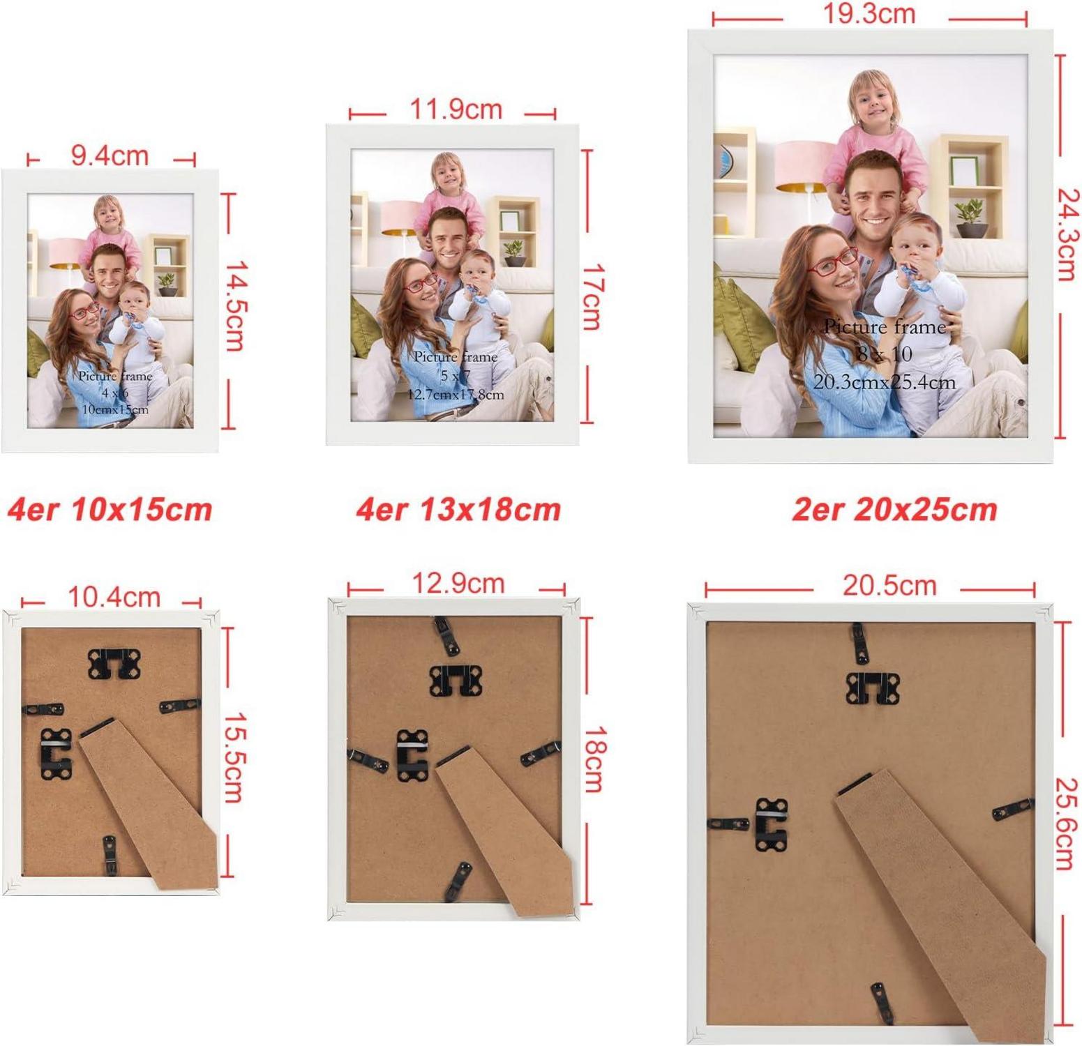 Weiß Bilderrahmen Set Collage 10x15 13x18 20x25 Modern Wand
