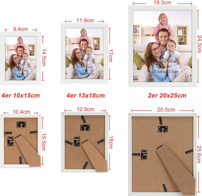 Weiß Bilderrahmen Set Collage 10x15 13x18 20x25 Modern Wand