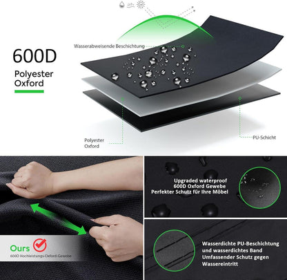 Grillabdeckung 600D Oxford-Stoff Schwarz Wetterfest für Brenner Weber