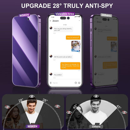 WSKEN iPhone 14 Pro Sichtschutz Schutzfolie [Anti