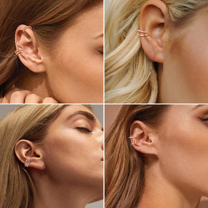 22Pcs Ear Cuff Set Damen Ohrringe Ohrclips Gold Silber Schwarz