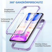 iPhone 11 Hülle mit Displayschutz, 360° Schutz, Helles Lila