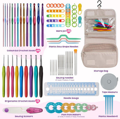 105-teiliges Häkelnadeln Set für Anfänger - Ergonomische