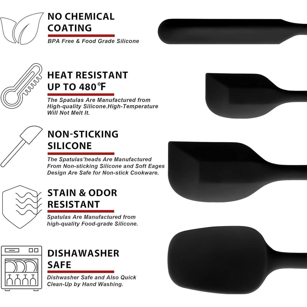 Silikon Spatel Set 4er-Pack – Hitzebeständig & Antihaft
