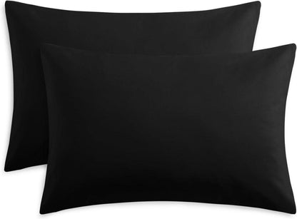 Kissenbezug 50x70 Schwarz Mikrofaser Hotelverschluss Doppelpack
