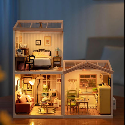 Miniaturhaus Bausätze Super World Puppenhaus mit Möbeln und Zubehör