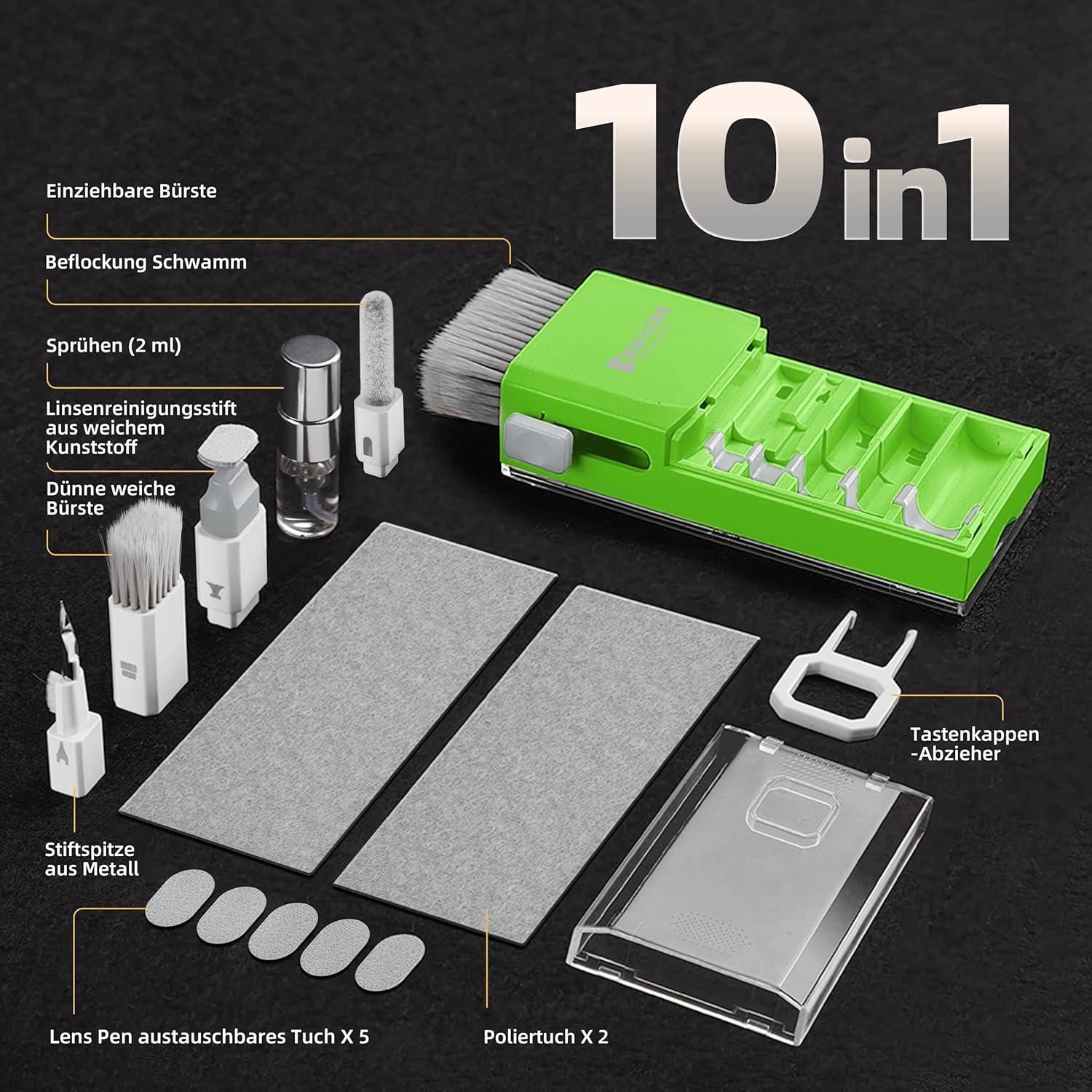 Reinigungsset Tastatur Screen Cleaner Kit iPhone Laptop Tablet Kamera Hellgrün