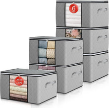 6er Set 90L Aufbewahrungsboxen mit Deckel und Griffen, transparentes