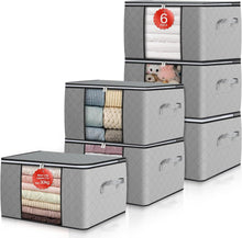 Aufbewahrungsbox mit Deckel und Fenster - 60L - 6er Set Grau