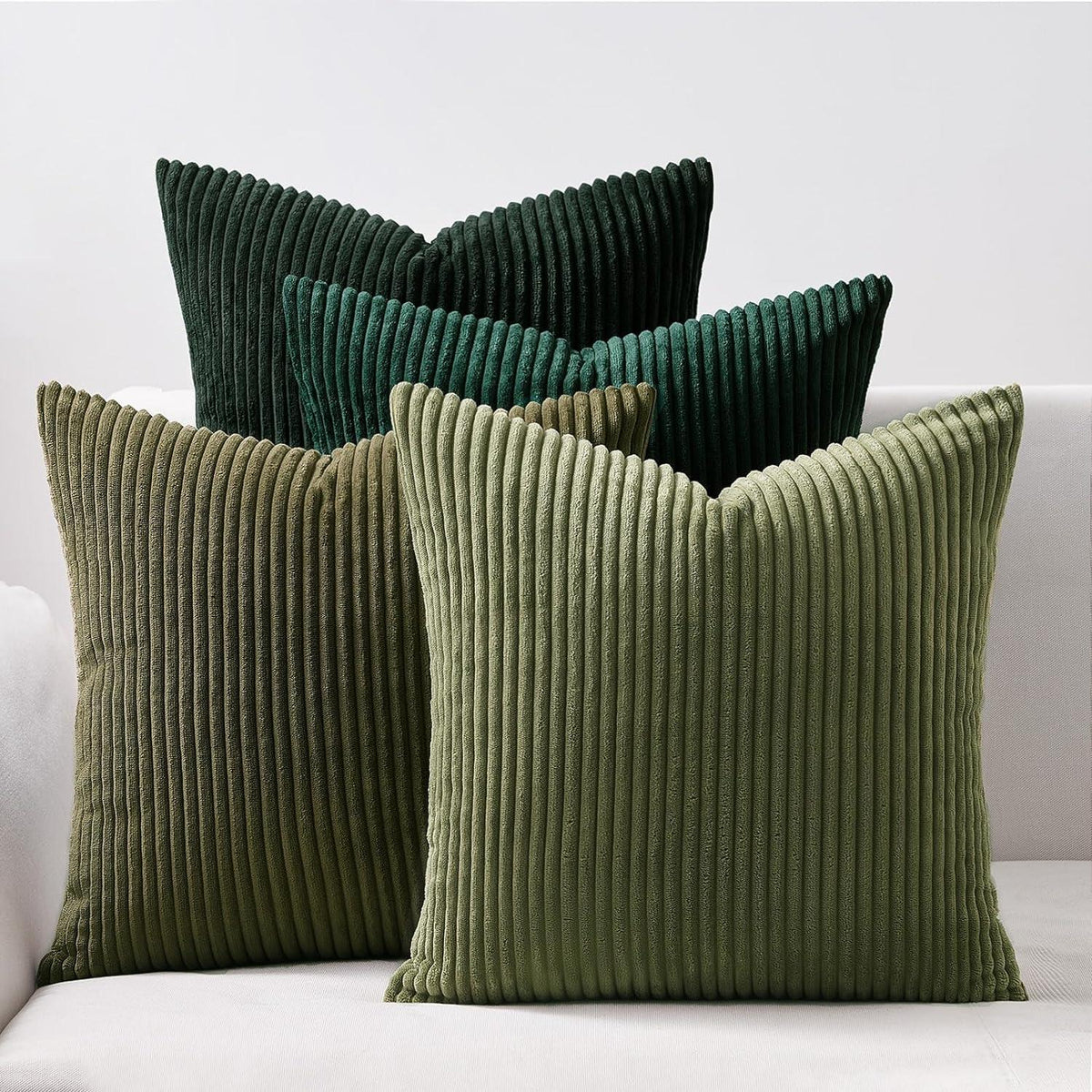 Kissenbezug Kordsamt 4er Set Dekokissen Dunkelgrün 50x50cm