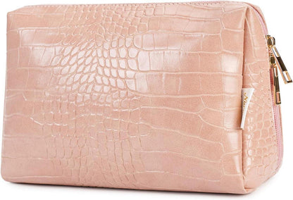 Narwey Reise Kosmetiktasche Leder Damen Make-up-Tasche Rosa