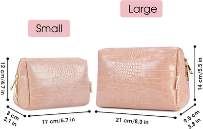 Reise Kosmetiktasche Schminktasche Leder Damen Rosa