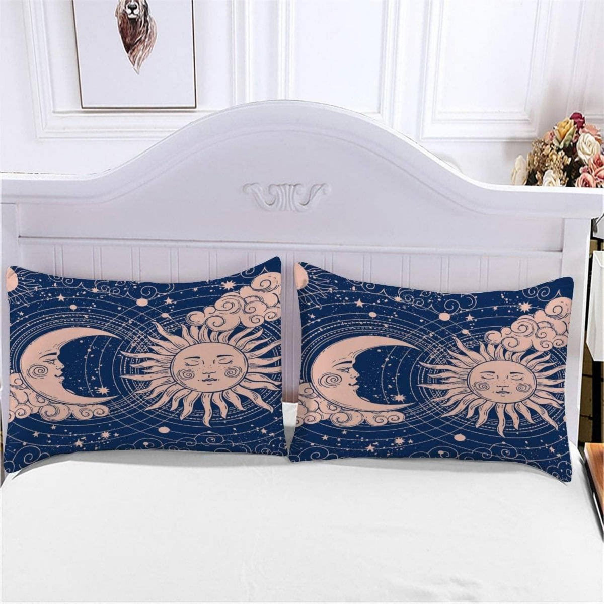 Sonne Mond Bettwäsche Set 135x200 cm, 4-teilig, 3D Böhmen Design