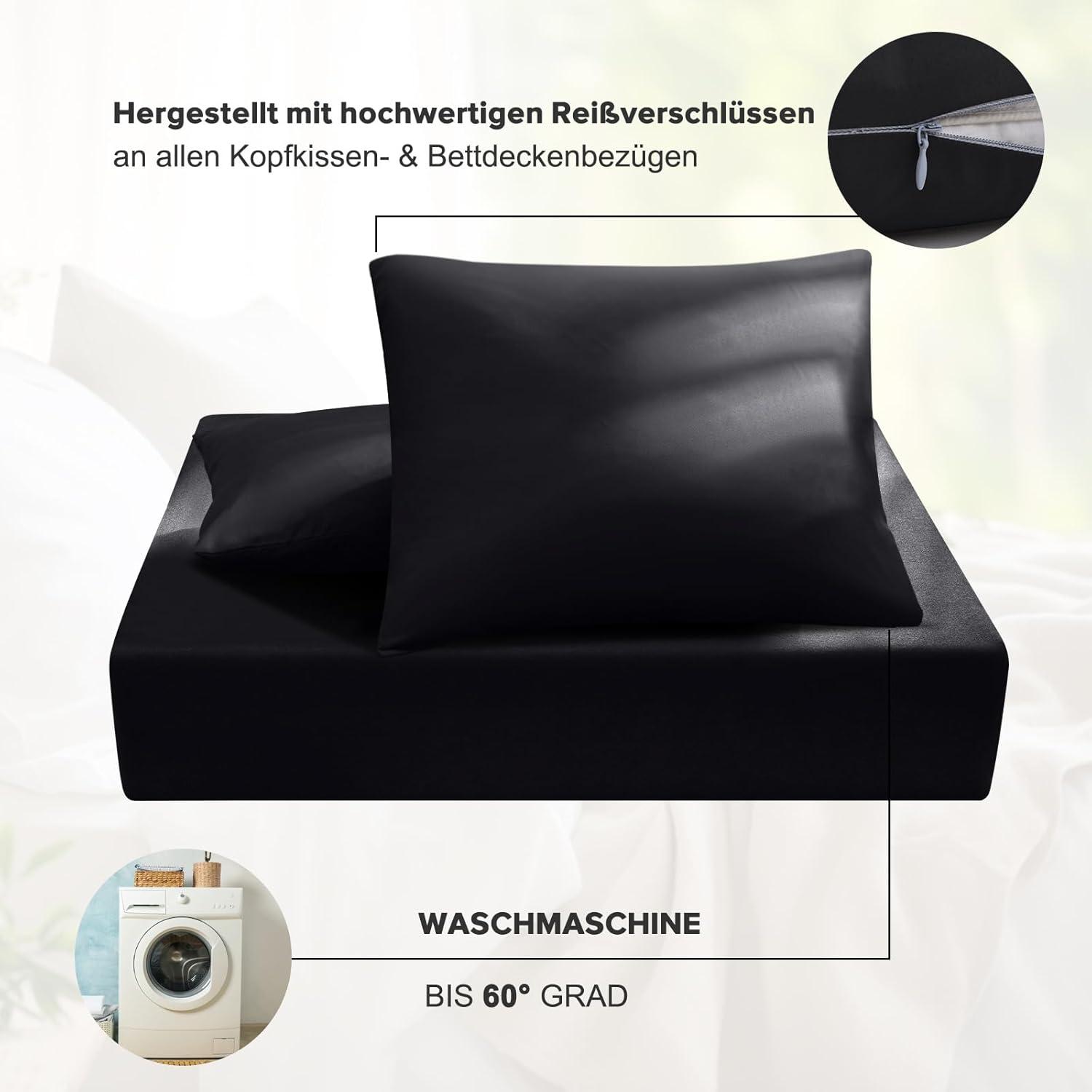 Ohano Bettwäsche 200x220 3-teilig Mikrofaser Schwarz
