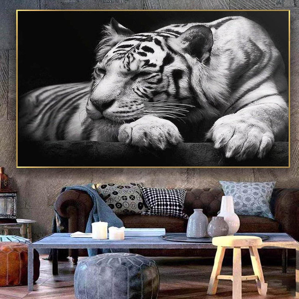 5D DIY Diamant Malerei Kit Tiger Bilder XXL Tier Wanddekoration 100x50cm