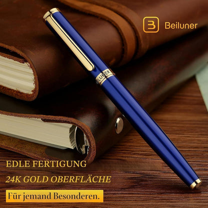 Blauer Füllfederhalter mit 24K Gold Feder (M) – Geschenkset