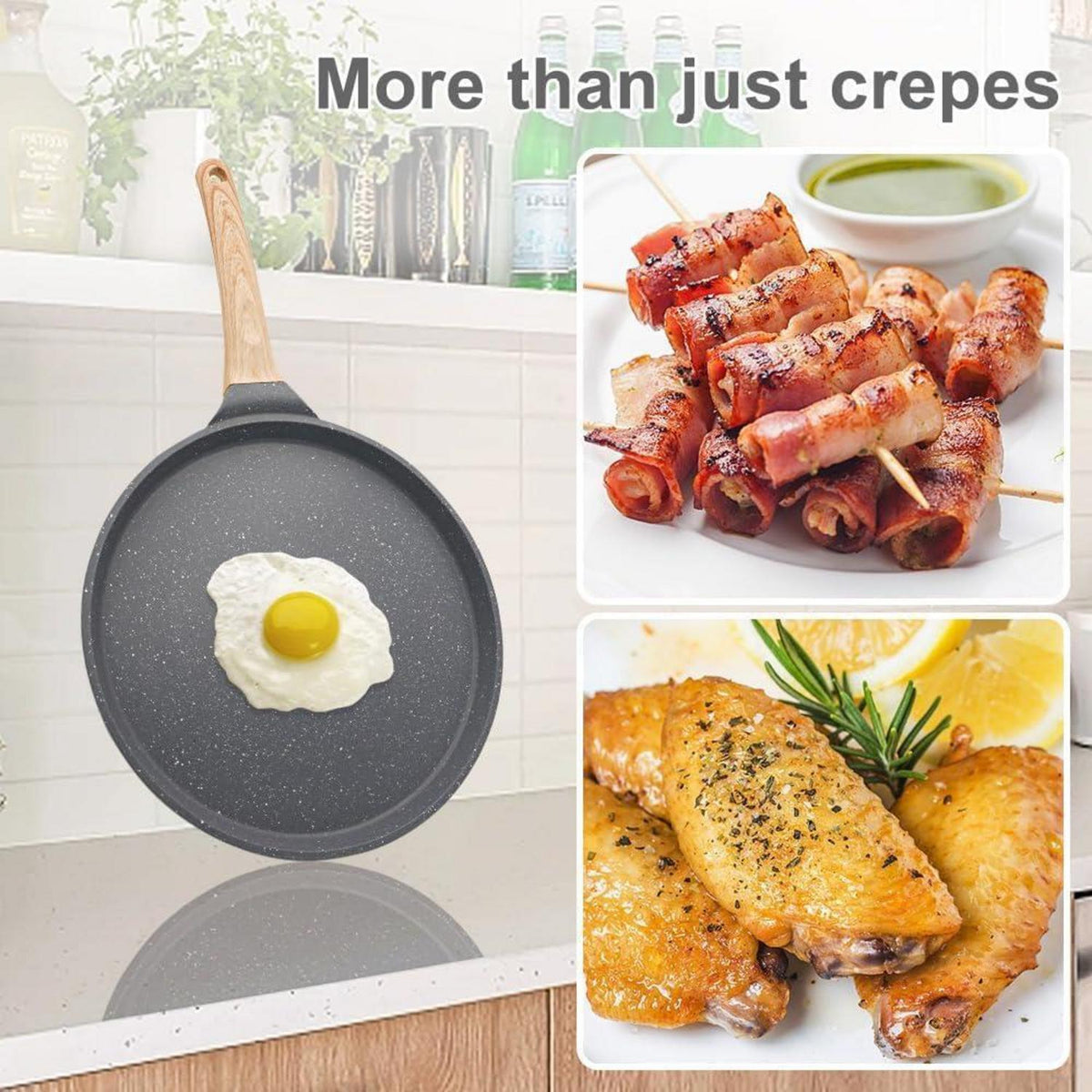Crepe Pfanne 25 cm mit Teigverteiler, Induktion, Schwarz