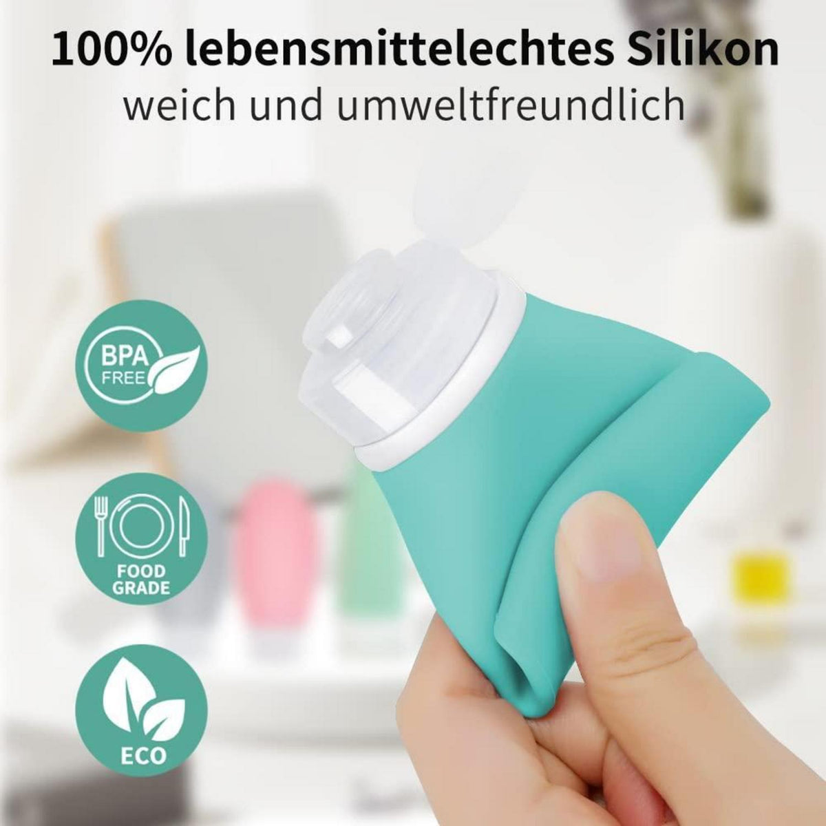 100ml Silikon Reiseflaschen Set – 3 Stück Auslaufsicher