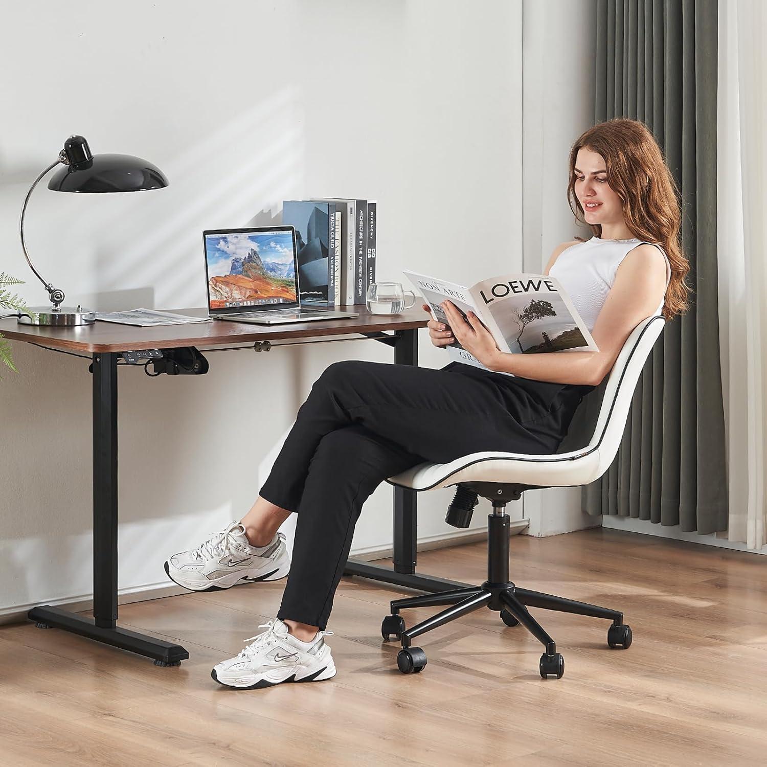 YOUTASTE Ergonomischer Bürostuhl Weiß Fischschwanz-Design