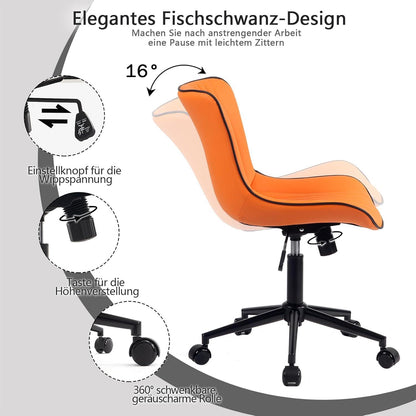 Ergonomischer Bürostuhl mit Fischschwanz-Design Orange, Drehstuhl Wippfunktion