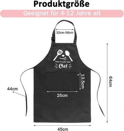 Kinder Kochschürze Wasserdicht mit Tasche und lustigem
